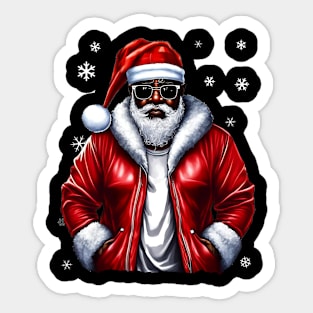 Cool Black Santa with Snow Flakes Sticker